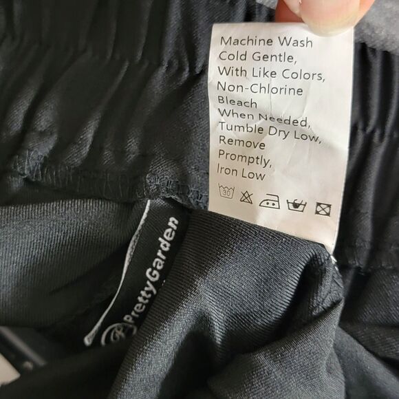 Pretty Garden Pants Womens XL Black Pleated Relaxed Fit Wide Leg Elastic Waist - Picture 13 of 13